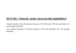 DUYURU: Nümerik Analiz I dersi derslik değişiklikleri