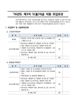 `16년도 제3차 5(을)직급 직원 모집요강
