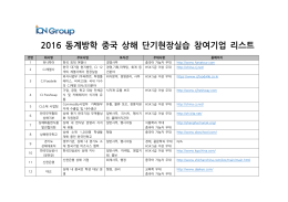 2016 동계방학 중국 상해 단기현장실습 참여기업 리스트