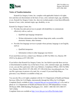 Non-Discrimination Policy - Kunesh Eye Surgery Center
