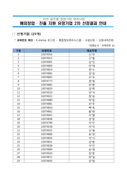 유망기업 2차 선정결과 안내