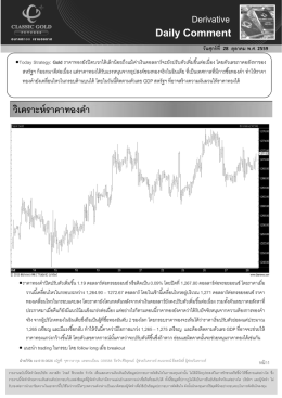 วิเคราะห์ราคาทองคํา - Classic Gold Group