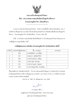 ประกาศโรงเรียนทุ่งตะโกวิทยา เรื่อง ประกาศผลการสอบคัดเลือกเป็นลูกจ้าง