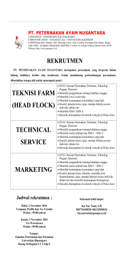 teknisi farm (head flock) technical service marketing