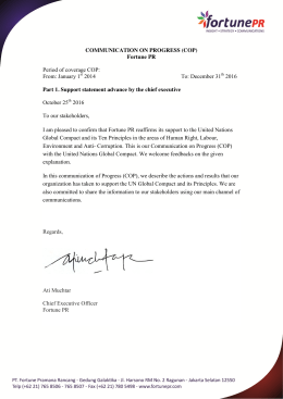COMMUNICATION ON PROGRESS (COP)