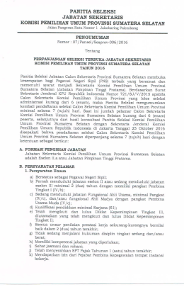 Page 1 PANITIA SELEKSI JABATAN SEKRETARIS KOMISI