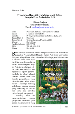 Fenomena Bangkitnya Masyarakat dalam Pengelolaan Pariwisata Bali