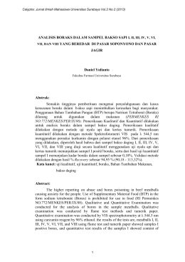 ANALISIS BORAKS DALAM SAMPEL BAKSO SAPI I, II, III, IV, V, VI