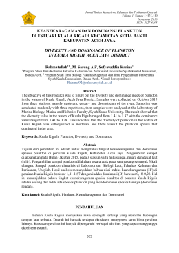 keanekaragaman dan dominansi plankton di estuari kuala rigaih