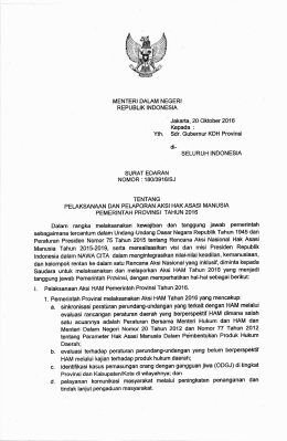 180/3916/sj tentang pelaksanaan dan pelaporan aksi hak asasi