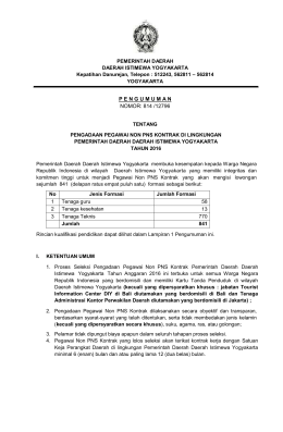 pengumuman pengadaan pegawai non pns kontrak di lingkungan