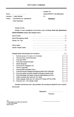 Page 1 KOP SURAT LEMBAGA Kepada Yth. Nomor