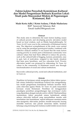 Faktor-kaktor Penyebab Kemiskinan Kultural dan Model