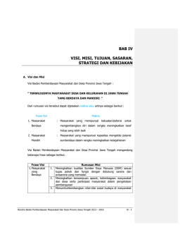 BAB IV VISI, MISI, TUJUAN, SASARAN, STRATEGI DAN KEBIJAKAN