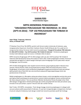 mppa menerima penghargaan &ldquo;anugerah perusahaan tbk indonesia