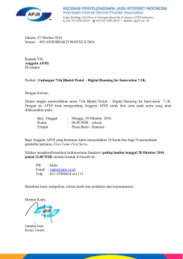 Jakarta, 27 Oktober 2016 Nomor : 495/APJII/BHAKTI POSTELX