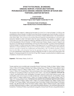 efektivitas pasal 20 undang- undang nomor 2 tahun 2014 tentang
