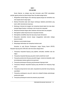 BAB V VISI DAN MISI Secara Nasional, isu strategis yang