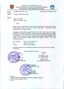 PEMERINTAH KABUPATEN AGAM MUSYAWARAH GURU MATA