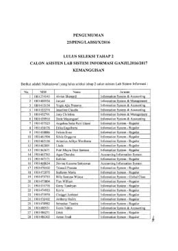 Page 1 PENGUMUMAN 25/PENG/LABSI/X/2016 LULUS SELEKSI