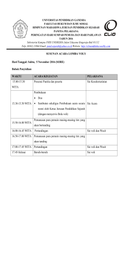 SUSUNAN ACARA LOMBA VOLY Hari/Tanggal: Sabtu, 5 November