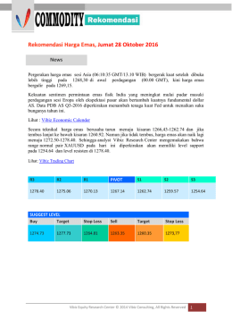 Rekomendasi Harga Emas, Jumat 28 Oktober 2016