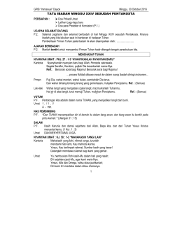 Depok Minggu, 30 Oktober 2016 1 TATA IBADAH MINGGU XXIV