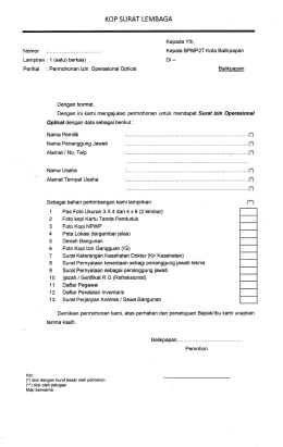 Page 1 KOP SURAT LEMBAGA Kepada Yth. Nomor