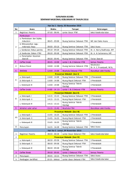 SUSUNAN ACARA SEMINAR NASIONAL KEBUMIAN XI TAHUN 2016