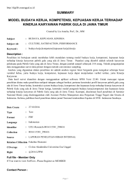 SUMMARY MODEL BUDAYA KERJA, KOMPETENSI, KEPUASAN