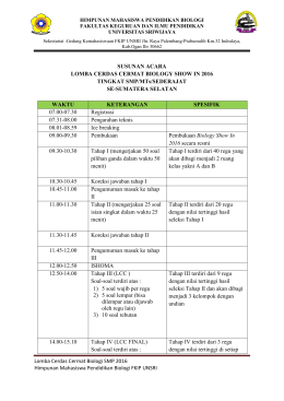 Lomba Cerdas Cermat Biologi SMP 2016 Himpunan Mahasiswa