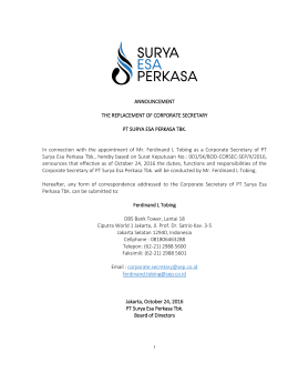 ANNOUNCEMENT THE REPLACEMENT OF CORPORATE