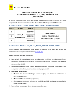 PT PLN (PERSERO) PANGGILAN GENERAL APTITUDE TEST