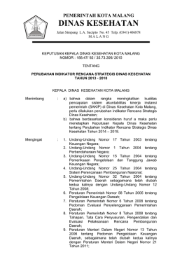 SK Kadinkes tentang perubahan indikator Renstra Dinas Kesehatan