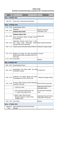 JADWAL ACARA Workshoop Tata Kelola Pemerintahan yang
