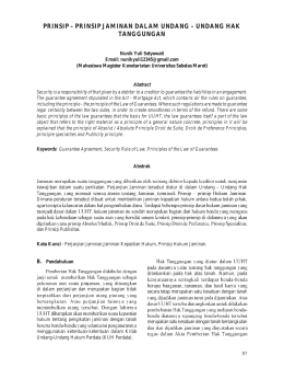 prinsip – prinsip jaminan dalam undang – undang hak tanggungan