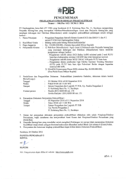 Page 1 PENGUMUMAN PELELANGAN UMUM DENGAN