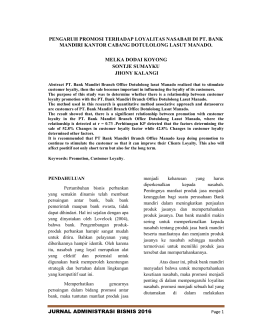 jurnal administrasi bisnis 2016 pengaruh promosi terhadap loyalitas