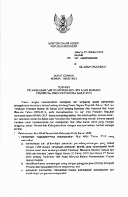 surat edaran nomor:180/3918/sj tentang pelaksanaan dan