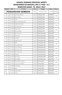 Jadwal Seminar MK-S1 TA. 2016/2017