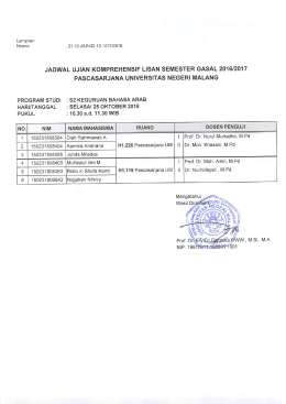 Page 1 Lampiran Nomor : 21.104/UN32.13.1/DT/2016 JADWAL