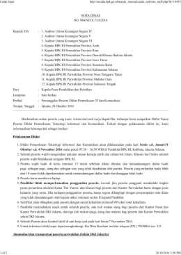 NOTA DINAS NO. 984/ND/X.7/10/2016 Kepada Yth. : 1. Auditor