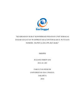 KEABSAHAN SURAT KONFIRMASI PESANAN UNIT SEBAGAI
