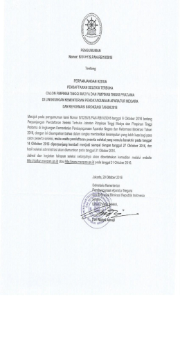 Page 1 PENGUMUMAN Nomor: BE:6:IS.PAN