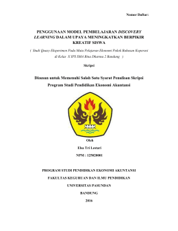 PENGGUNAAN MODEL PEMBELAJARAN