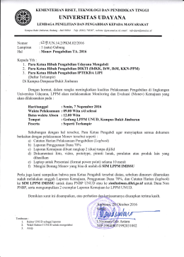 Surat Undangan MONEV Pengabdian TA 2016 - LPPM