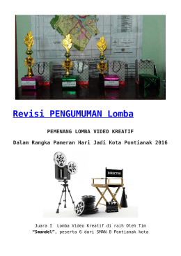 PEMENANG LOMBA VIDEO KREATIF Dalam Rangka Pameran Hari