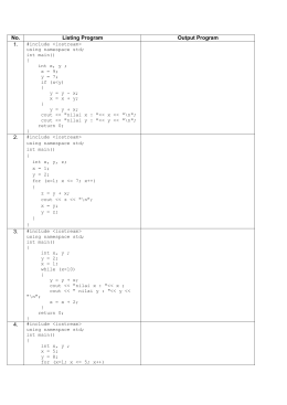 No. Listing Program Output Program 1. 2. 3. 4.