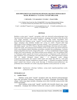 &ldquo;CACING TANAH&rdquo;ORGANIK - Research Report