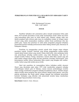 1 PERKEMBANGAN INDUSTRI GULA DI KABUPATEN SIDOARJO